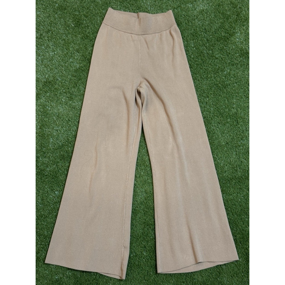 Nectar Clothing Women's Tan Pants Size Small Wide Leg High Rise Elastic Waist